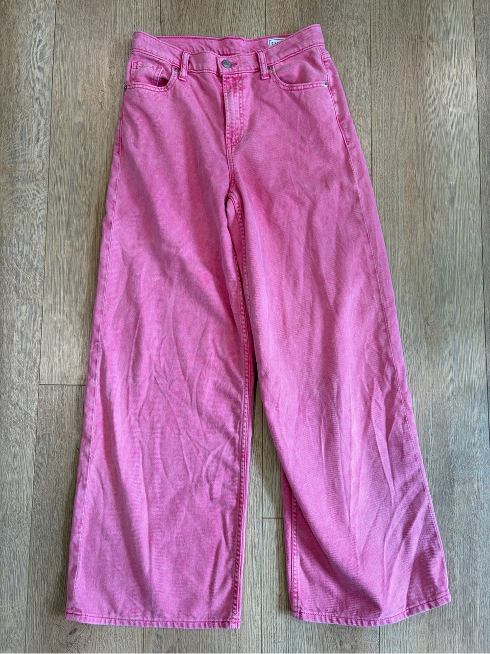 GAP Baggy Mid Rise Pink Wide Leg Jeans 25R Ultrasoft Denim Y2K Barbiecore
